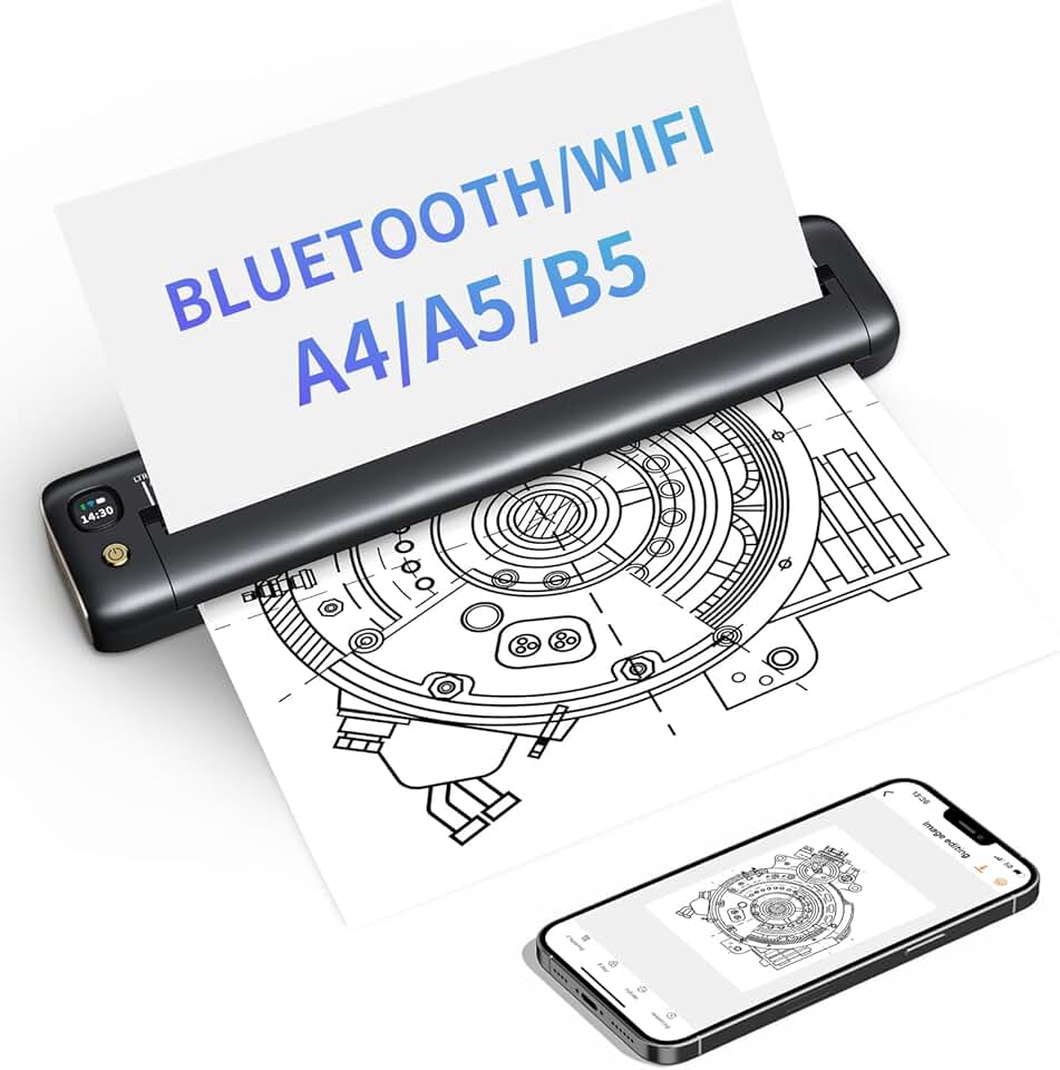 Wireless portable thermal printer for travel and home