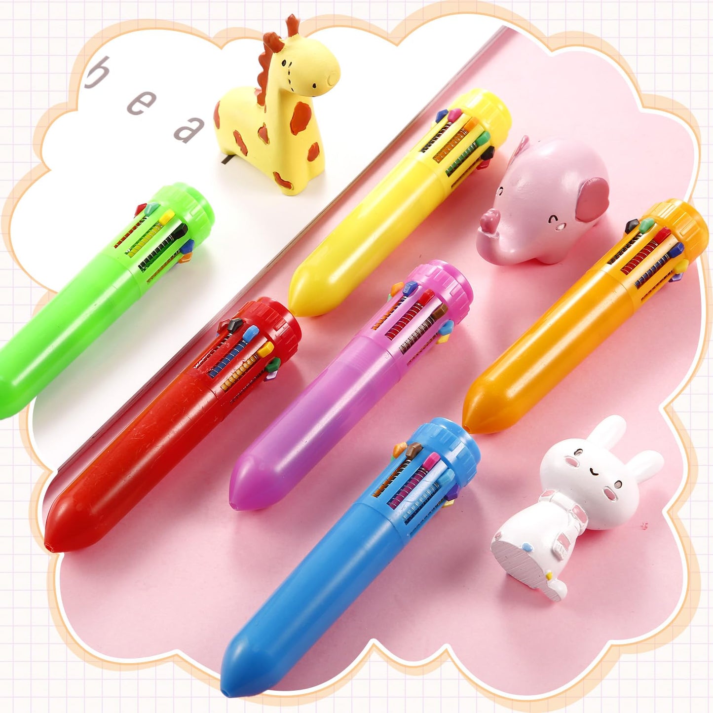 Set of 24 Colorful Retractable Ballpoint Pens