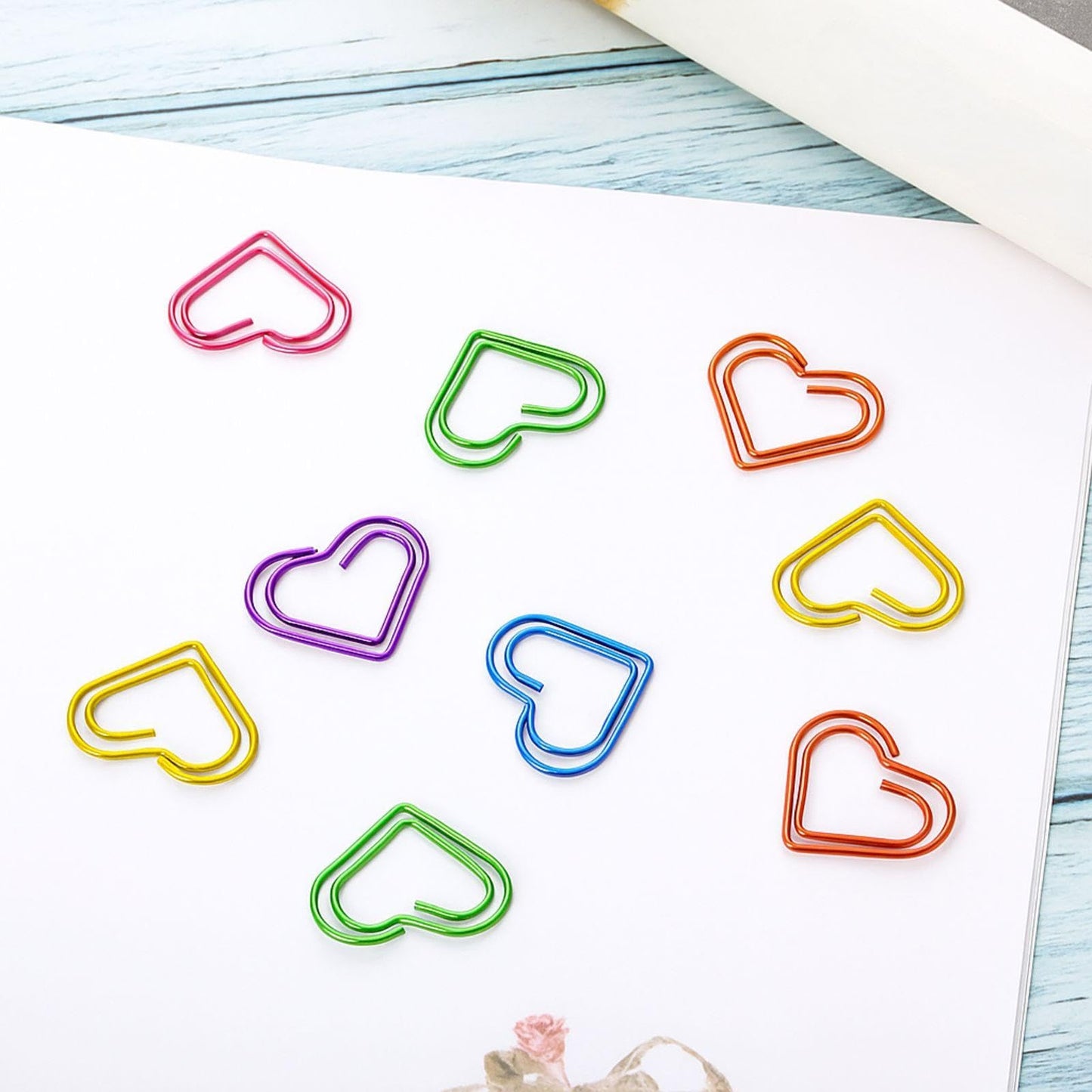 105 Colorful Heart-Shaped Metal Paper Clips for Office and School