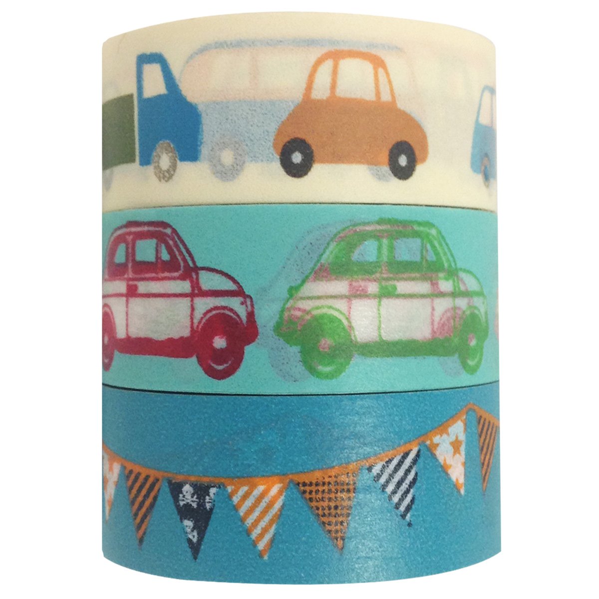 Set of 3 Car Race Washi Masking Tapes, 10M x 15mm