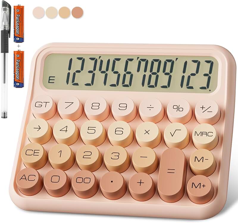 Large 12-Digit Mechanical Calculator with Big Buttons