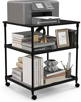 3-Tier Metal Printer Stand with Lockable Wheels
