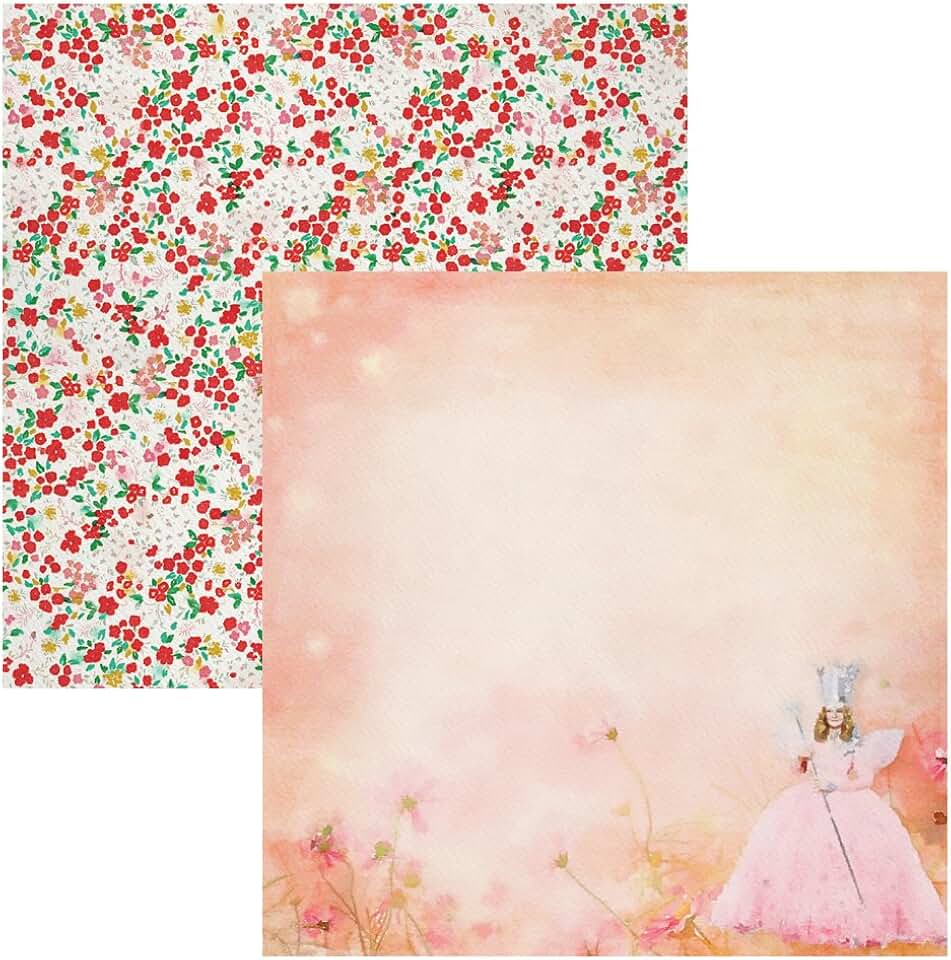 12-inch double-sided scrapbook papers with Wizard of Oz Glinda design, 15 sheets