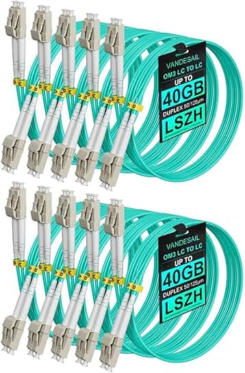 10 Pack 2M Multimode Duplex LC Fiber Patch Cables