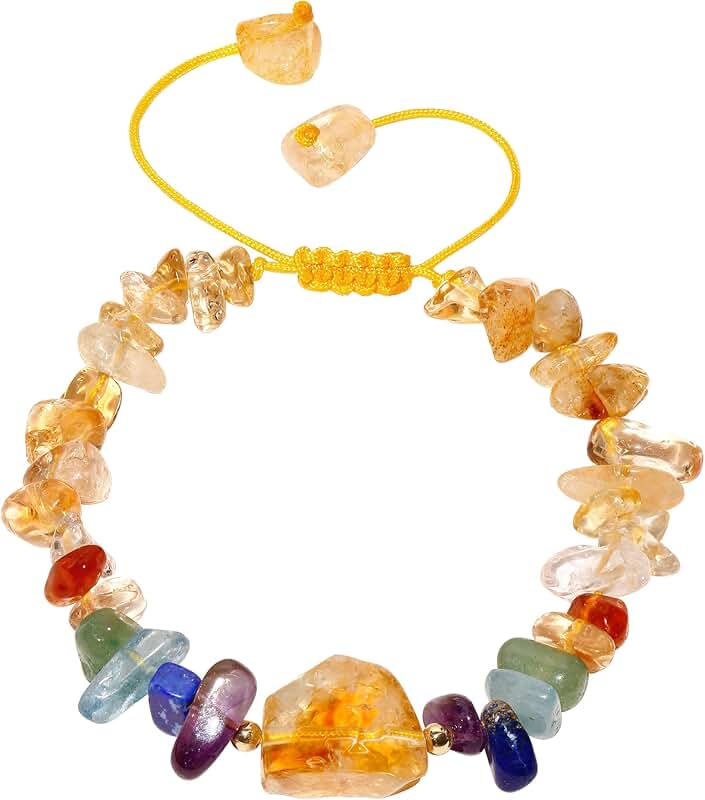7 Chakra Citrine Beaded Bracelet for Positive Energy