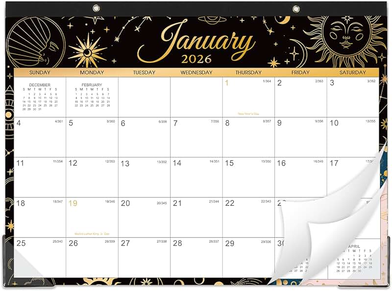 2026 Desk Calendar, 14.6" x 11.5", Jan-Dec