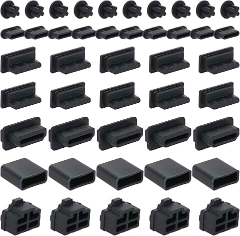 Set of 45 Silicone Dust Covers for USB, HDMI, Ethernet, and Headphone Ports