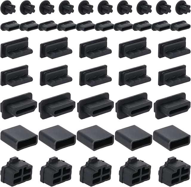 Set of 45 Silicone Dust Covers for USB, HDMI, Ethernet, and Headphone Ports