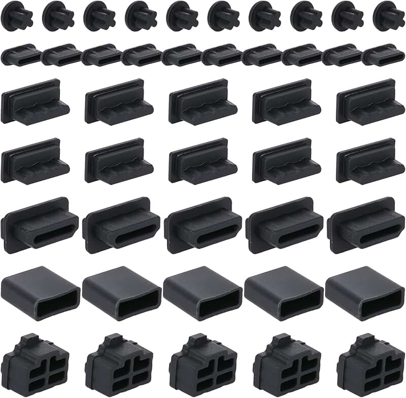 Set of 45 Silicone Dust Covers for USB, HDMI, Ethernet, and Headphone Ports