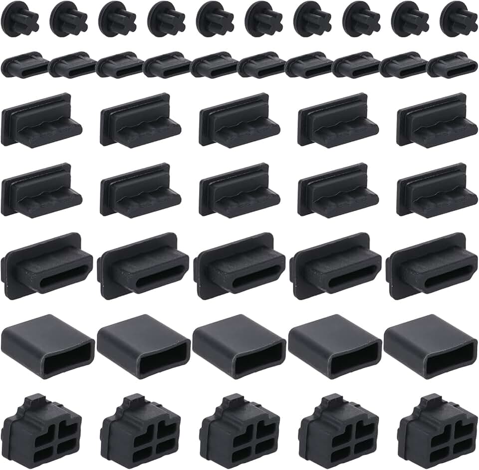Set of 45 Silicone Dust Covers for USB, HDMI, Ethernet, and Headphone Ports