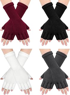 Stretchy Fingerless Winter Gloves for Women and Men