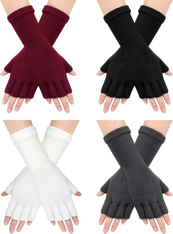 Stretchy Fingerless Winter Gloves for Women and Men