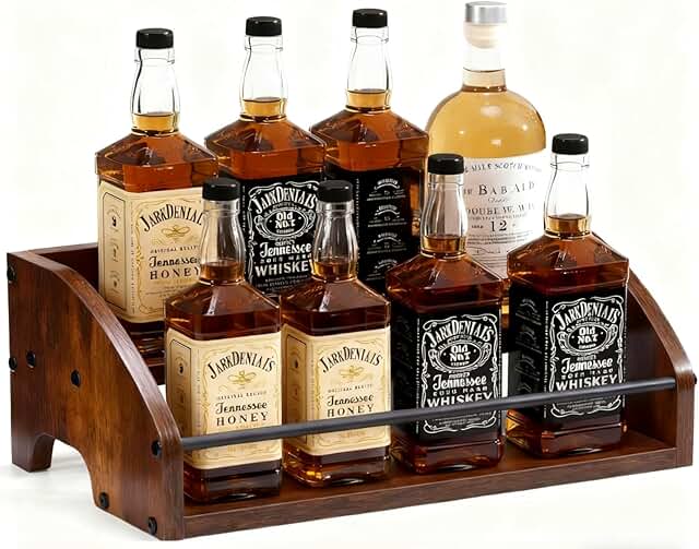 Wooden 2-Step Liquor Bottle Display Shelf