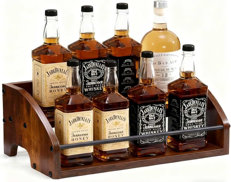 Wooden 2-Step Liquor Bottle Display Shelf