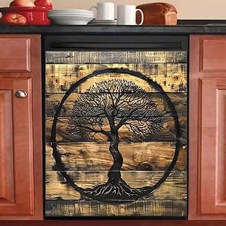 Black Tree Dishwasher Magnet Cover for Kitchen Decor