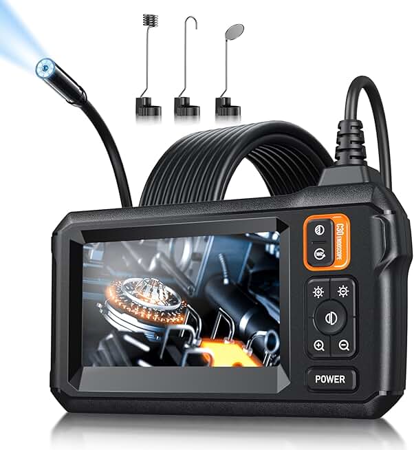 HD Endoscope Camera with Light and 4.3" Screen