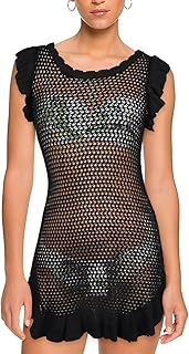Women's Crochet Beach Cover Up with Short Sleeves