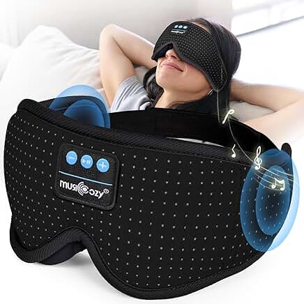 White Noise Sleep Mask with 16 Sounds and Wireless Headphones