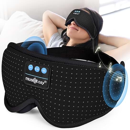 White Noise Sleep Mask with 16 Sounds and Wireless Headphones