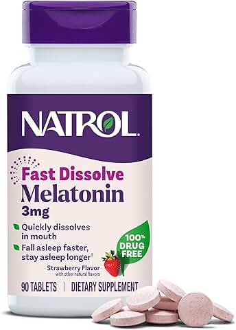 Fast Dissolve Melatonin 3 mg for Restful Sleep, 90 Strawberry Tablets