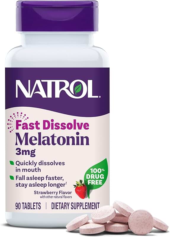 Fast Dissolve Melatonin 3 mg for Restful Sleep, 90 Strawberry Tablets