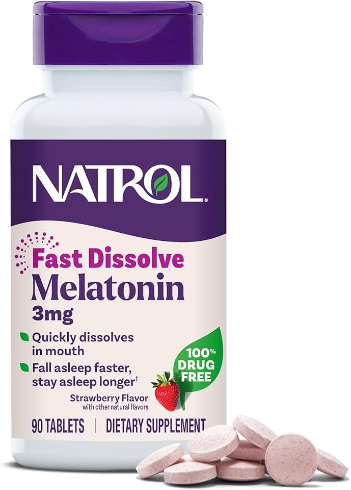 Fast Dissolve Melatonin 3 mg for Restful Sleep, 90 Strawberry Tablets