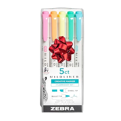 Dual-Tip Fluorescent Highlighter Set, 5-Pack