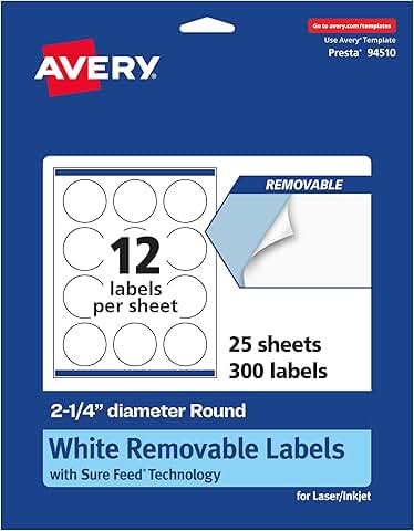Matte White Round Labels, 2.25" Diameter, 300 Sheets