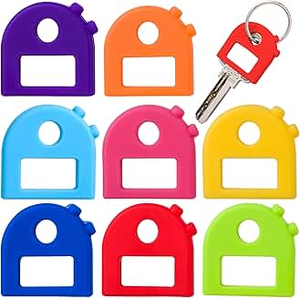 Set of 8 Silicone Key Cap Tags with Keyring