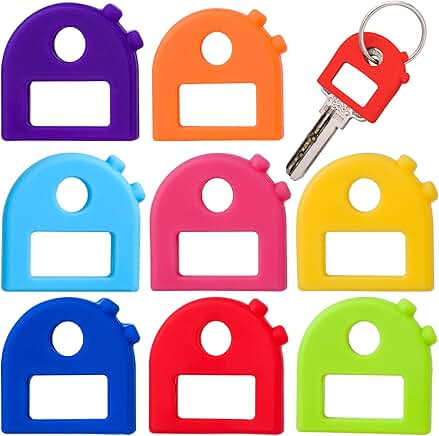 Set of 8 Silicone Key Cap Tags with Keyring