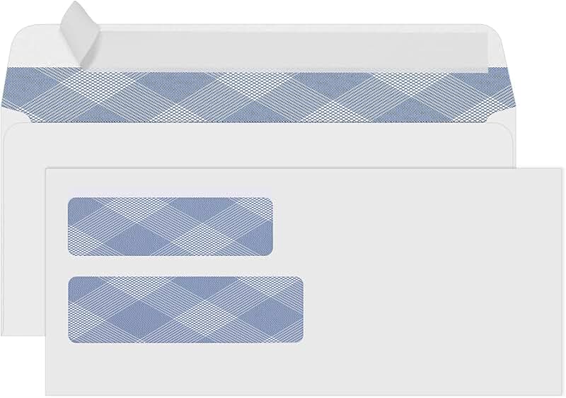 Number 10 Double Window Security Envelopes, 500 Pack