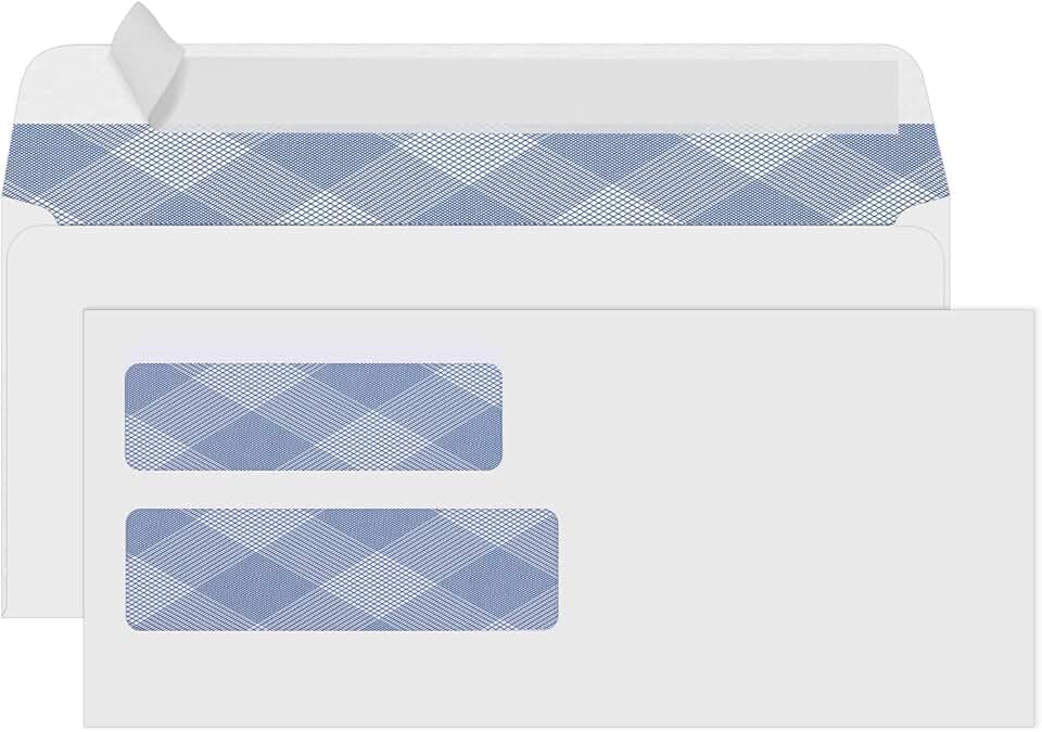 Number 10 Double Window Security Envelopes, 500 Pack