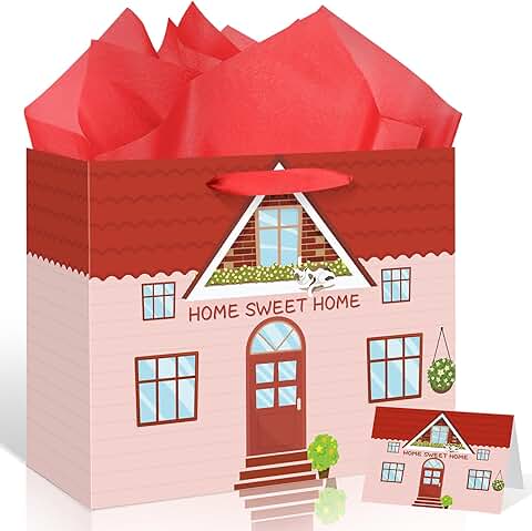 Orange Housewarming Gift Bag with Tissue and Card