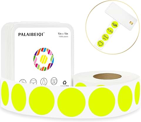 1-Inch Round Fluorescent Yellow Waterproof Labels, 1000 Pack