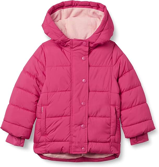 Girls' Warm Water-Resistant Hooded Puffer Coat