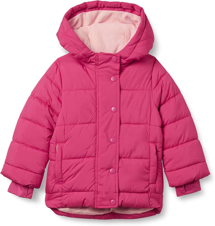 Girls' Warm Water-Resistant Hooded Puffer Coat