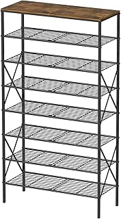 8-Tier Metal Shoe Rack with Wooden Top