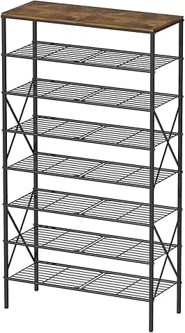 8-Tier Metal Shoe Rack with Wooden Top