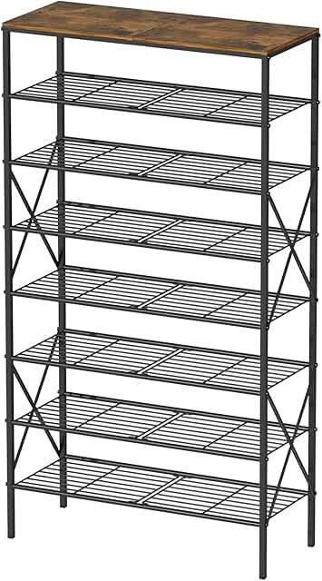 8-Tier Metal Shoe Rack with Wooden Top