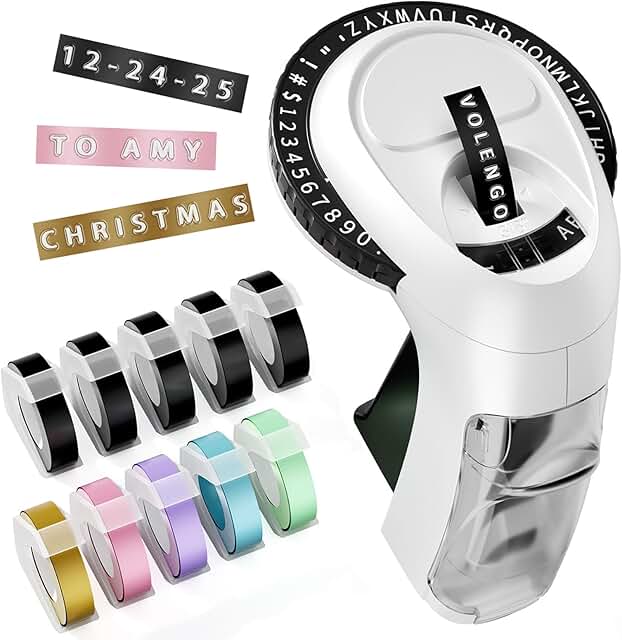Manual Embossing Label Maker with 10 Color Tapes