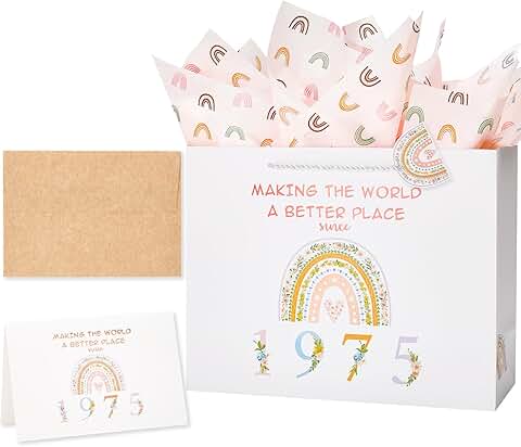 50th Birthday Gift Bag with Card and Tissue