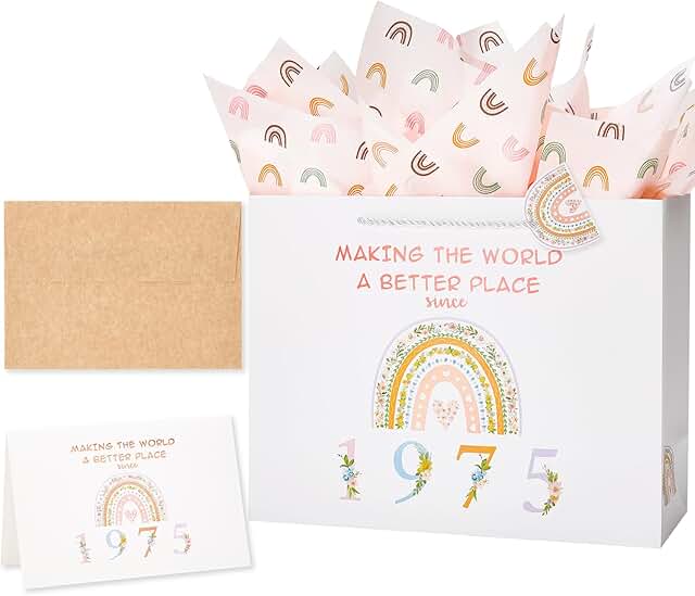 50th Birthday Gift Bag with Card and Tissue