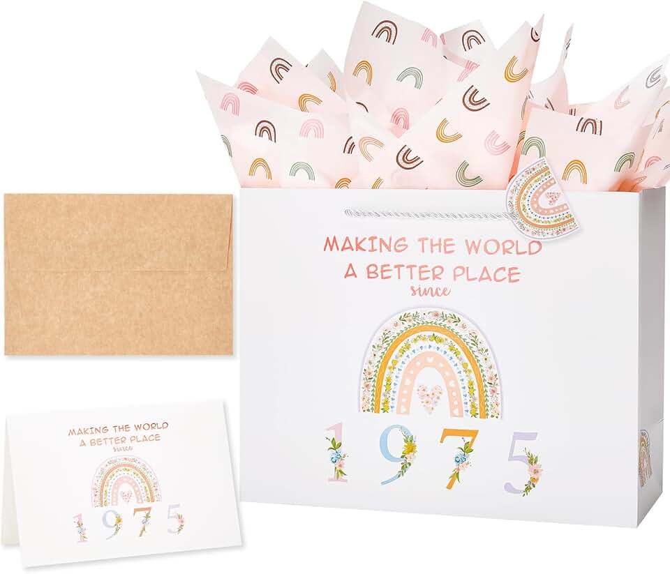 50th Birthday Gift Bag with Card and Tissue