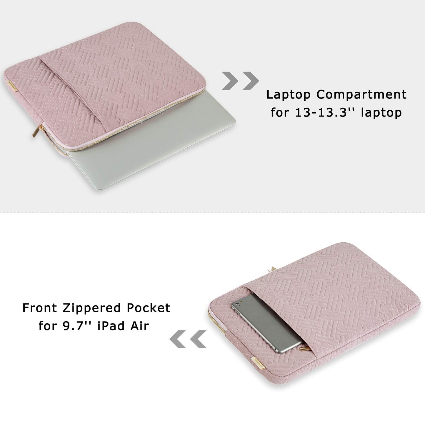 Laptop Sleeve, Laptop Cover Compatible with 13-13.3 inch Notebook,MacBook Air,MacBook Pro 14 Inch,Computer,Water Repellent Protective Case with Pocket,Pink