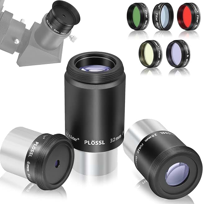 Set of 5 telescope eyepieces and filters