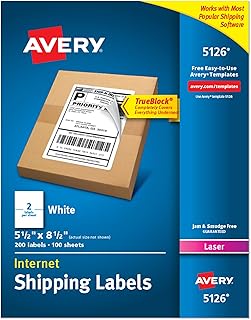 Half-Sheet Printable Shipping Labels, 5.5" x 8.5", White, 200