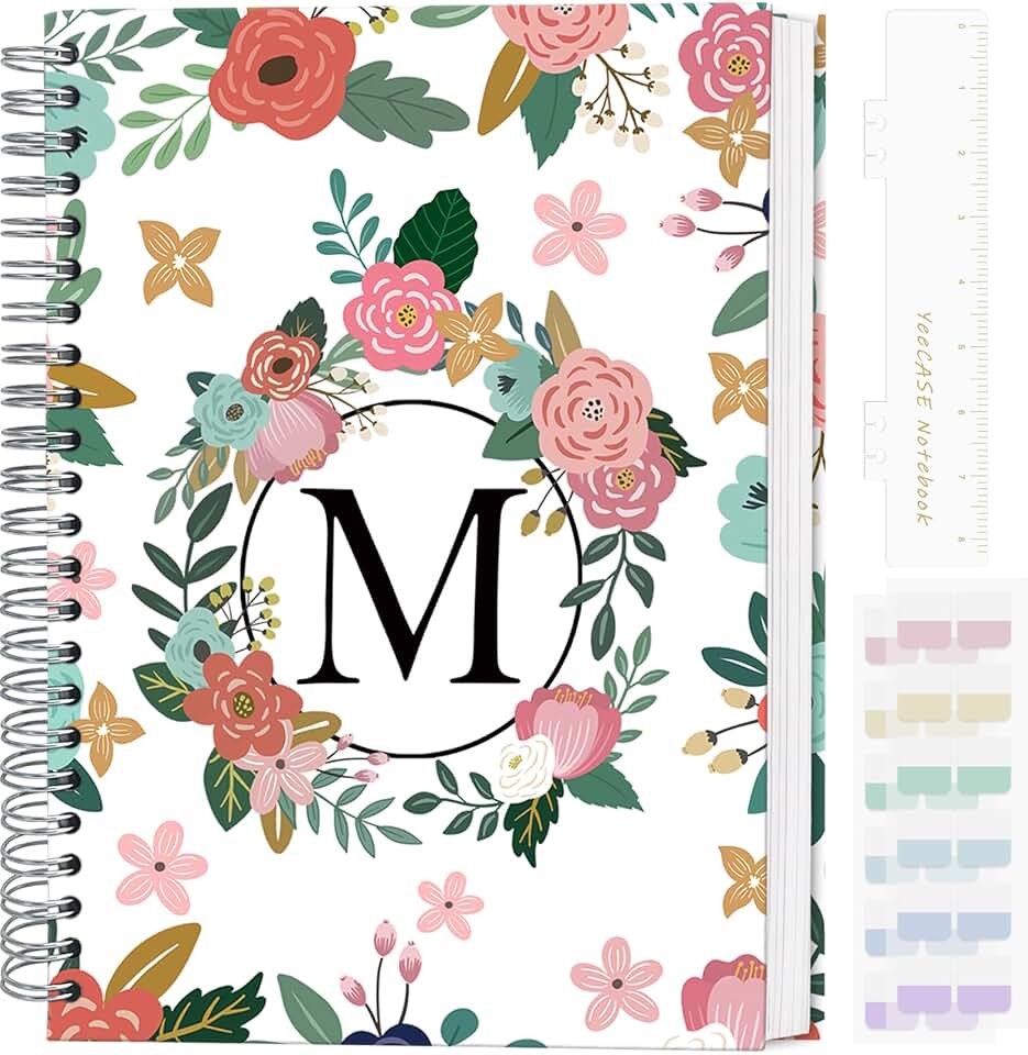 Hardcover Spiral Notebook, 120 Pages, Floral Cover