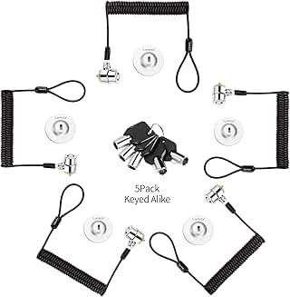 5-Pack Security Cable Lock Kit with Keys and 6.2Ft Cable