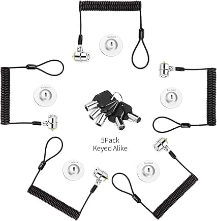 5-Pack Security Cable Lock Kit with Keys and 6.2Ft Cable