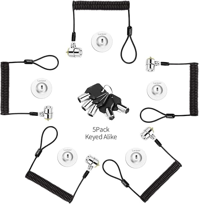 5-Pack Security Cable Lock Kit with Keys and 6.2Ft Cable